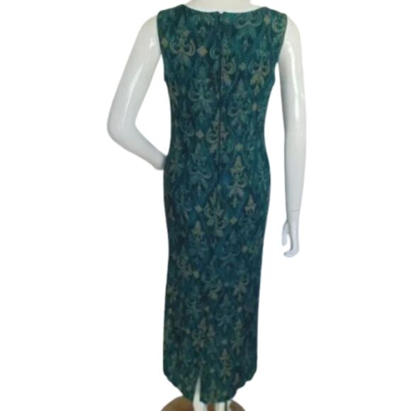 Karin Stevens Dress Set, 8, 2 pc, Cropped Jacket, Green/Tan Baroque print - Picture 8 of 15